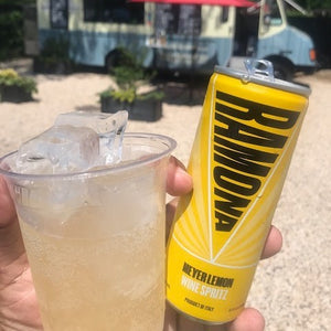 RAMONA Meyer Lemon Wine Spritz in a Glass and Can